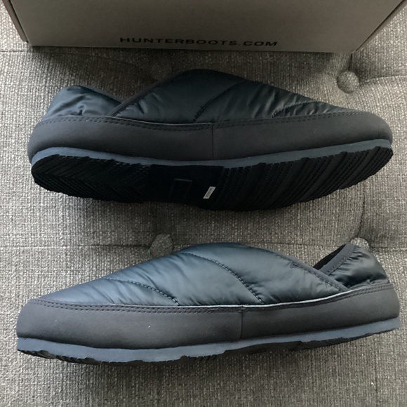 Hunter Puffer Slipper Black Shoe Slip-on Faux Sherpa Men\'s Size 9 main image 5